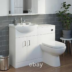 1500mm LH L Shaped Bathroom Suite Bath Vanity Unit BTW Toilet Tap Set Shower