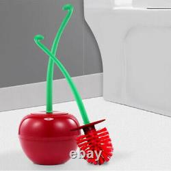 2Pcs Creative Toilet Brush Holder Set Cherry Shape Standing WC Cleaning Bathroom