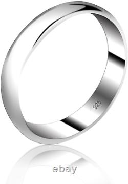 5mm D-Shape Heavy Silver Wedding Band Ring In Sizes Complete With Gift Ring Box