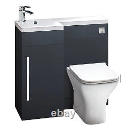 900mm L Shape Bathroom Set Complete Chrome Set, Vanity, Basin, WC, Cistern Pack