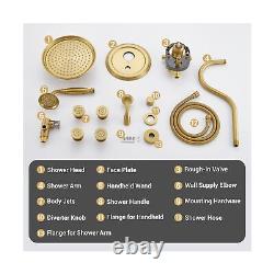 Antique Shower Faucet Sets Complete Rain Shower System in Wall with Body Show