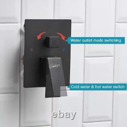 BWE 12 in. Showerhead Wall Mounted Dual Shower Heads With Valve in Matte Black