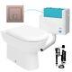 Back To Wall Toilet D Shape BTW Pan, Concealed Cistern Dual Flush Brushed Bronze