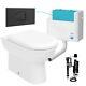 Back To Wall Toilet D Shape BTW Pan WC & Concealed Cistern Dual Flush Black Set