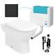 Back To Wall Toilet D Shape BTW Pan WC & Concealed Cistern Dual Flush Black Set