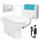Back To Wall Toilet D Shape BTW Pan WC & Concealed Cistern Dual Flush Chrome Set
