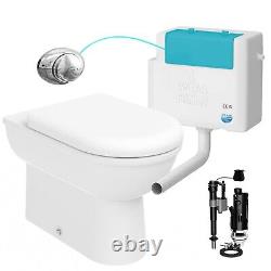 Back To Wall Toilet D Shape BTW Pan WC & Concealed Cistern Dual Flush Chrome Set