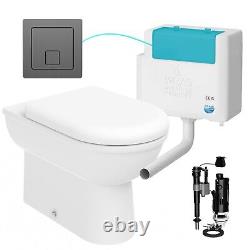 Back To Wall Toilet D Shape BTW Pan WC & Concealed Cistern Dual Flush Gunmetal
