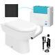 Back To Wall Toilet D Shape BTW Pan WC & Concealed Cistern Dual Flush Set Black