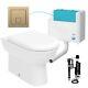 Back To Wall Toilet D Shape BTW WC & Concealed Cistern Dual Flush Brushed Brass
