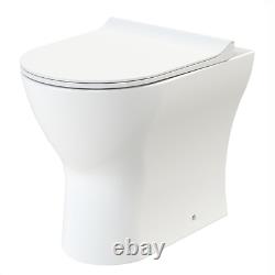 Back To Wall Toilet Rimless D Shape BTW Pan & Dual Flush Concealed Cistern Set