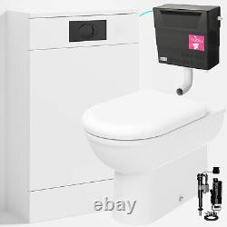 Back to Wall Toilet D Shape Pan & Seat BTW 500mm WC Unit Concealed Cistern Set