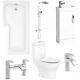 Bathroom Suite 1500/1600/1700mm L Shape Bath Toilet Vanity Unit Basin Tap Shower