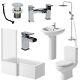 Bathroom Suite 1700mm L Shape Bath Screen Toilet Basin Pedestal Shower LH/RH