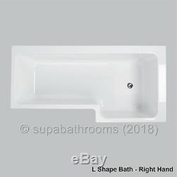 Bathroom Suite L Shape Shower Bath Complete With Screen & Panel