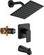 Black Tub Shower Faucet Set Complete with 8-Inch Rainfall Shower Head and Tub