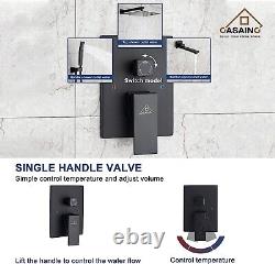 CASAINC WF-W98103H-10 3-Spray 10 2 Function Wall Mount Dual Shower Heads Black
