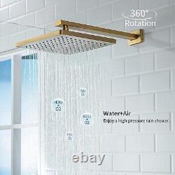 Casta Diva Brushed Gold Shower System incl. 10'' Square Rain Shower Head Handheld