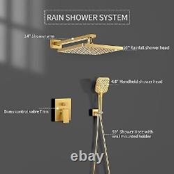 Casta Diva Brushed Gold Shower System incl. 10'' Square Rain Shower Head Handheld