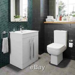 Complete 1600 L Shaped Bathroom Suite Close Coupled Toilet Vanity Unit Taps Grey