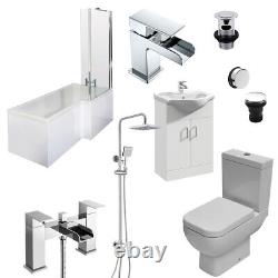 Complete 1700 Right Hand L Shape Bathroom Suite Furniture Pack Waterfall