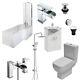 Complete 1700 Right Hand L Shape Shower Bath Suite Furniture Pack Waterfall Taps