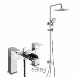 Complete 1700 Right Hand L Shape Shower Bath Suite Furniture Pack Waterfall Taps