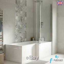 Complete 1700mm L Shape Bathroom Suite Shower Bath Screen Enclosure Right Hand