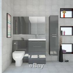 Complete Bathroom Cloakroom Patello Gloss grey Storage Vanity Unit Suite Option