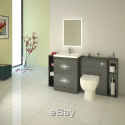 Complete Bathroom Cloakroom Patello Gloss White Storage Vanity Unit Suite Option 