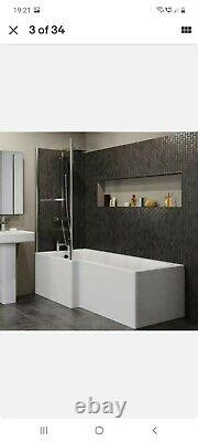Complete Bathroom Suite 1600 L Shape Bath LH/RH Screen Basin Toilet Taps Shower