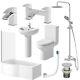 Complete Bathroom Suite 1700 LH/RH P Shape Bath Basin Pedestal Toilet Tap Shower