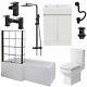Complete Bathroom Suite Black LH Shower Bath Screen Basin Vanity Toilet 1700