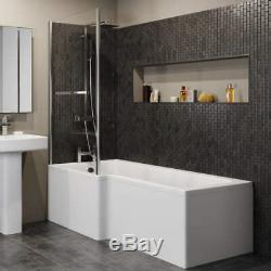 Complete Bathroom Suite L Shape LH/RH Bath Screen Panel WC Basin Shower Taps Set