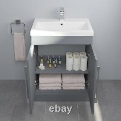 Complete Bathroom Suite L Shape RH 1600 Bath Toilet Vanity Unit Taps Shower Grey