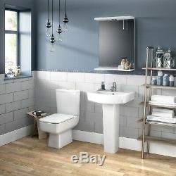 Complete Bathroom Suite L Shape Shower Bath, Toilet, Basin Taps, Wastes Set