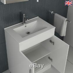 Complete Bathroom Suite L Shape Shower Bath Vanity Unit Basin Furniture Toilet