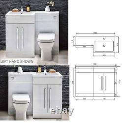 Complete Bathroom Suite L Shape Shower Bath Vanity Unit L shape Whirlpool