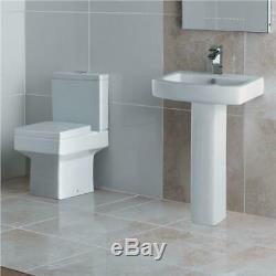 Complete Bathroom Suite L Shape ShowerBath Toilet & Sink Shower & Waterfall Taps