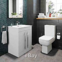 Complete Bathroom Suite L Shaped Bath RH Toilet Basin Vanity Unit Taps Shower