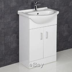 Complete Bathroom Suite L Shaped RH Bath Basin Vanity Unit Toilet Shower Taps