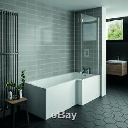 Complete Bathroom Suite L Shaped Shower Bath Screen Right Left + Toilet + Basin