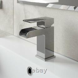 Complete Bathroom Suite LH L Shaped Bath Vanity Unit BTW Toilet Basin Tap Set