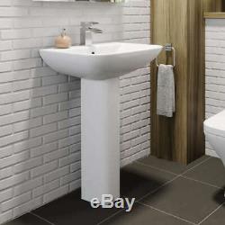 Complete Bathroom Suite P Shape LH Bath Panel Screen Basin WC Shower Taps Set