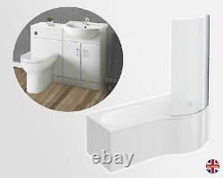 Complete Bathroom Suite Right Hand P Shape Bath Vanity Unit Basin Toilet Pan