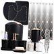 Complete Black Bathroom Accessories Set with Black Complete Set+Curtain+Rugs