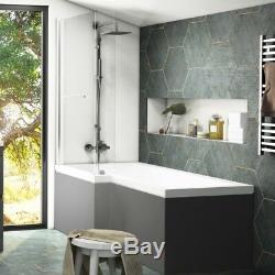 Complete Cloakroom Pemberton L Shape LH Suite with Grey Vanity Sink Toilet Unit