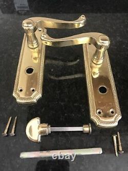 Complete Georgian Heritage Brass Shaped Bathroom Door Handle 3 barrel included