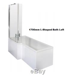 Complete L-Shape Bathroom Suite White Combination Bath Screen Taps