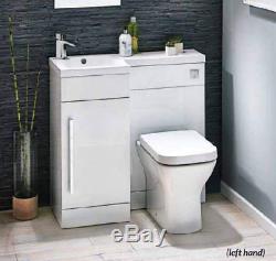 Complete L Shape Suite 900 White Furniture Shower Screen Toilet Taps